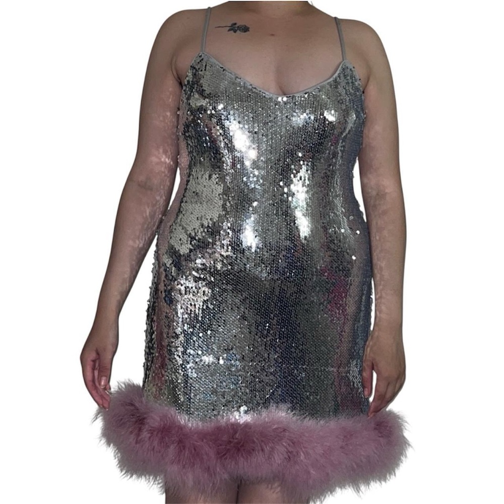 Silver sequin dress